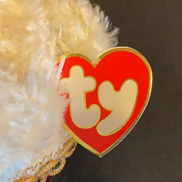 Ty Gem cream stuffed teddy bear in beautiful velvet hooded coat - Picture 12 of 12